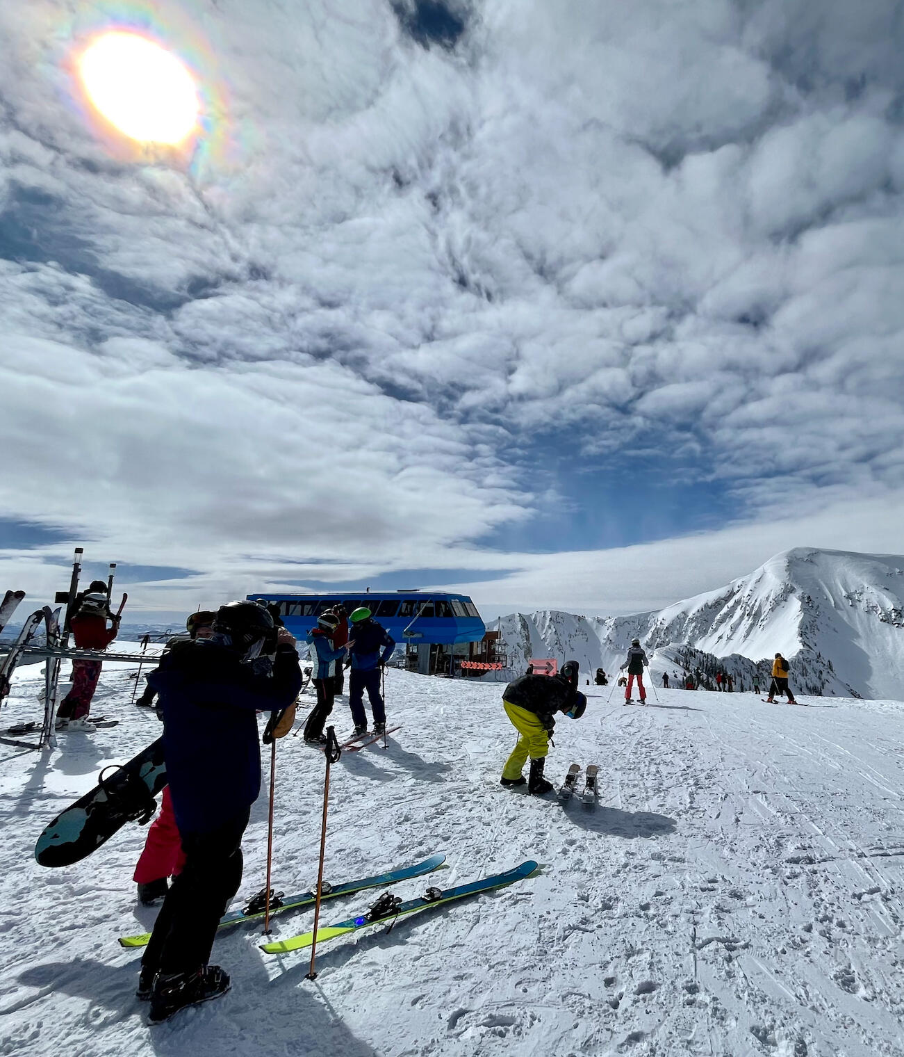 Ski mountain with skiers